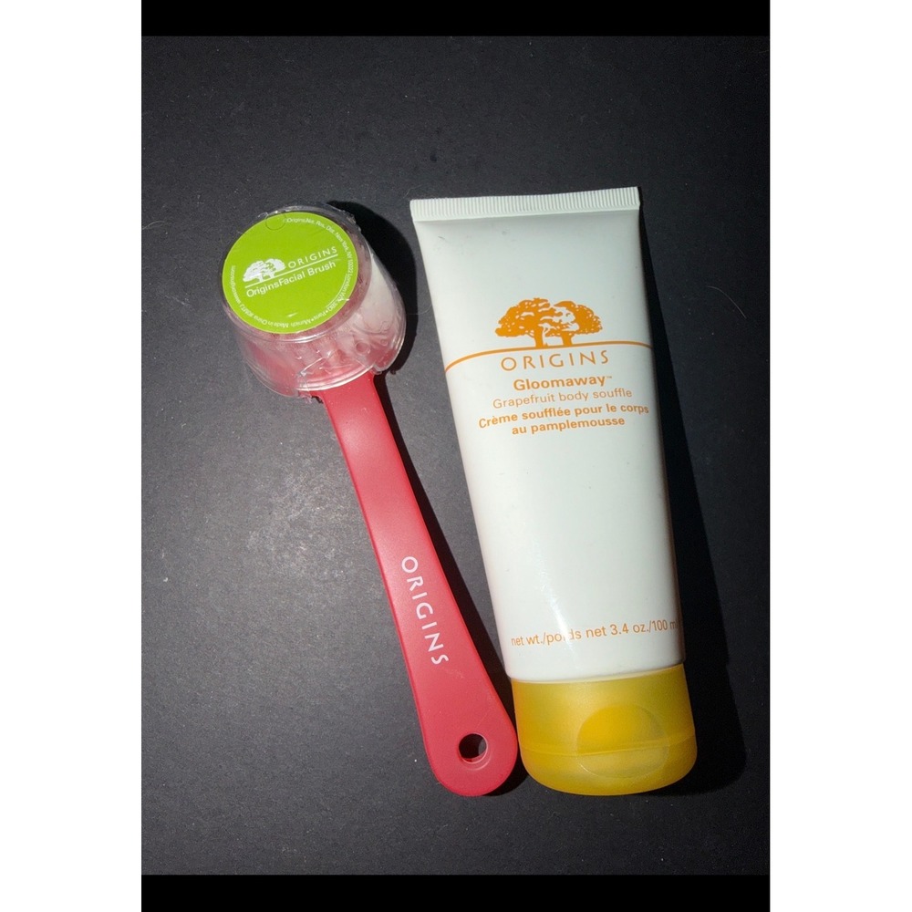 Origins Gloomaway Body Souffle and Facial Brush Skincare Set Bundle
